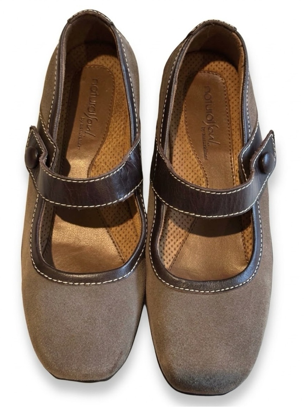 Natural Soul by Naturalizer Brown Suede Mary Jane Flats Women Size 8